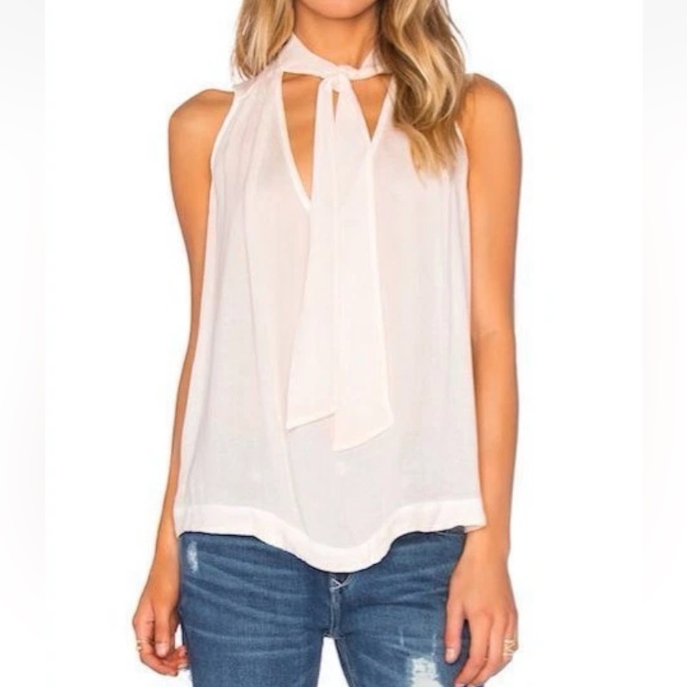 Free people tie neck sleeveless blouse women’s medium ivory boho coquette